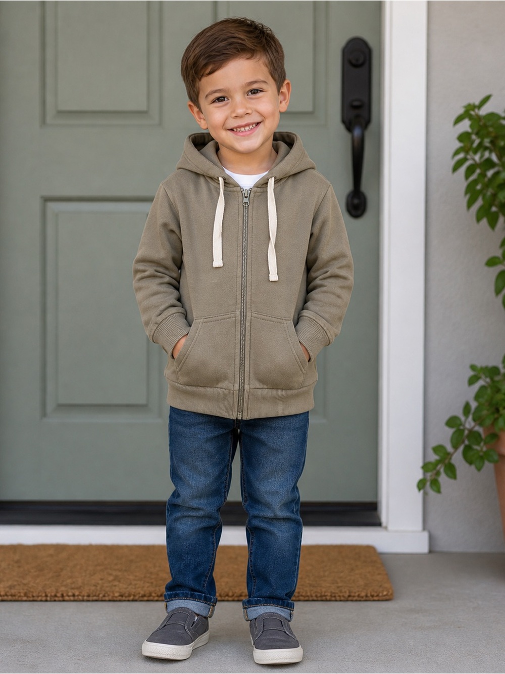 Jamie Kay Noah Olive Green Full Zip Hoodie Size 6